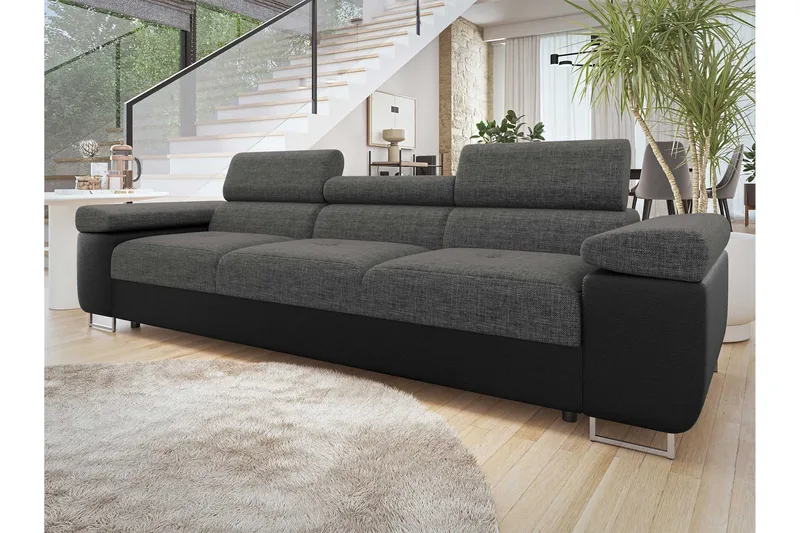 Gabina Sofa 3-personers - Sort/Grå - Møbler - Sofaer - Lædersofaer