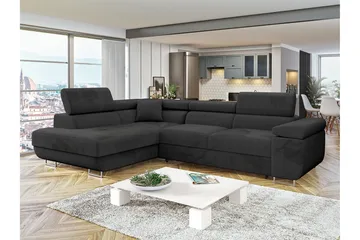 Gabina Sofa med Chaiselong 3-personers - Sort - Møbler - Sofaer - Sovesofaer