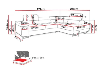 Gabina Sofa med Chaiselong 3-personers - Grøn - Møbler - Sofaer - Sovesofaer
