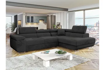 Gabina Sofa med Chaiselong 3-personers - Sort - Møbler - Sofaer - Sovesofaer
