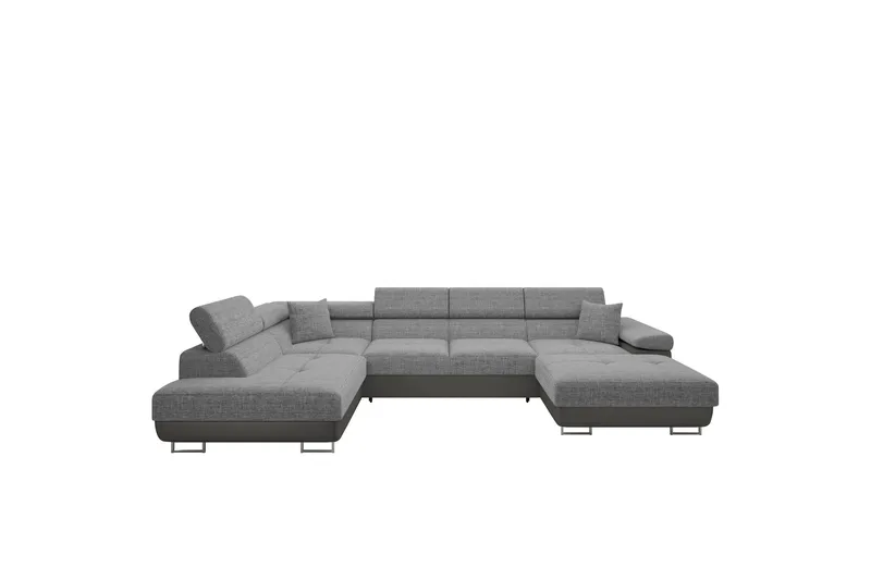 Gabina Sofa med Chaiselong og Divan 4-personers - Beige/Grå - Møbler - Sofaer - Lædersofaer