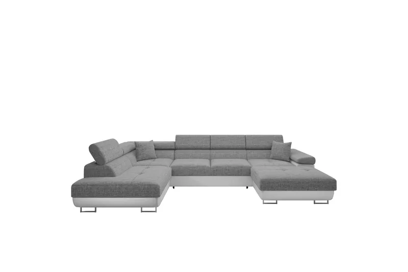 Gabina Sofa med Chaiselong og Divan 4-personers - Hvid/Grå - Møbler - Sofaer - Lædersofaer