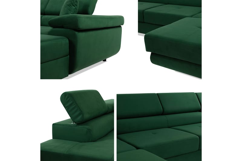 Gabina Sofa med Chaiselong og Divan 4-personers - Grøn - Møbler - Sofaer - U Sofa