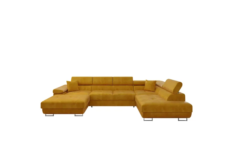 Gabina Sofa med Chaiselong og Divan 4-personers, Gul