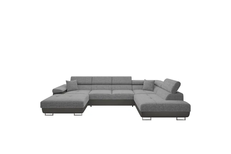 Gabina Sofa med Chaiselong og Divan 4-personers - Beige/Grå - Møbler - Sofaer - Lædersofaer