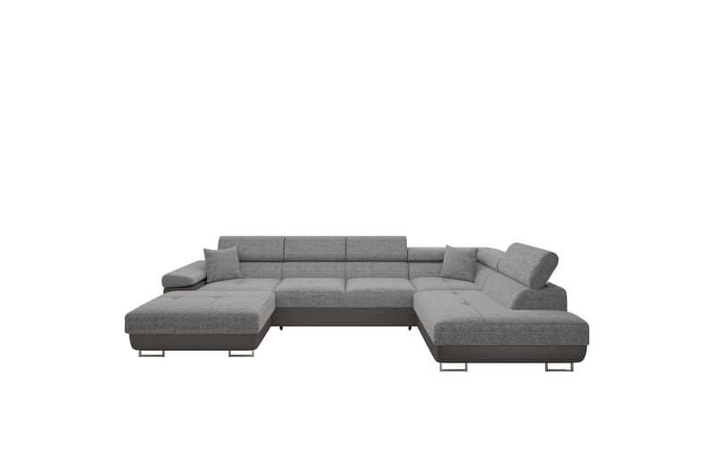 Gabina Sofa med Chaiselong og Divan 4-personers - Beige/Grå - Møbler - Sofaer - Lædersofaer