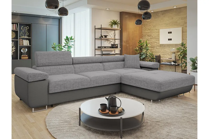 Gabina Sofa med Divan 3-personers - Grå - Møbler - Sofaer - Sofa med chaiselong
