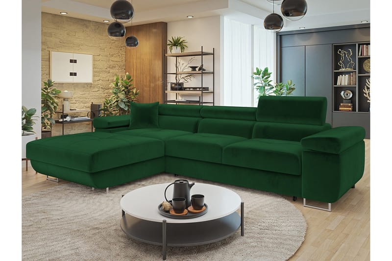 Gabina Sofa med Divan 3-personers - Grøn - Møbler - Sofaer - Sofa med chaiselong