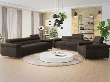 Gabina Sofagruppe - 3-personers + 2-personers + lænestol - brun - Møbler - Sofaer - Sofagrupper