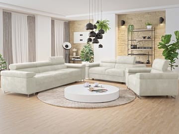 Gabina Sofagruppe - 3-personers + 2-personers + lænestol - beige - Møbler - Sofaer - Sofagrupper