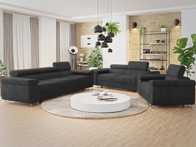 Gabina Sofagruppe - 3-personers + 2-personers + lænestol - sort - Møbler - Sofaer - Sofagrupper