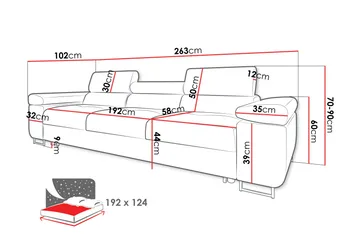 Gabina Sovesofa 3-personers i Plys - Sort - Møbler - Sofaer - Sovesofaer