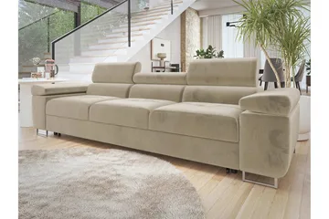 Gabina Sovesofa 3-personers i Plys - Beige - Møbler - Sofaer - Sovesofaer
