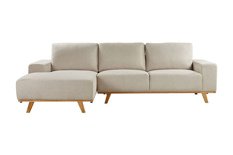 Gaines Hjørnesofa 3-personers, Beige/Lyst træ