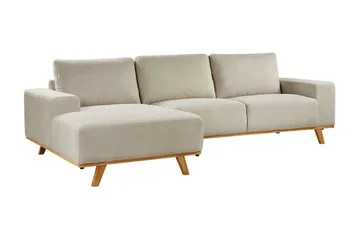 Gaines Hjørnesofa 3-personers - Beige/Lyst træ - Møbler - Sofaer - Sofa med chaiselong