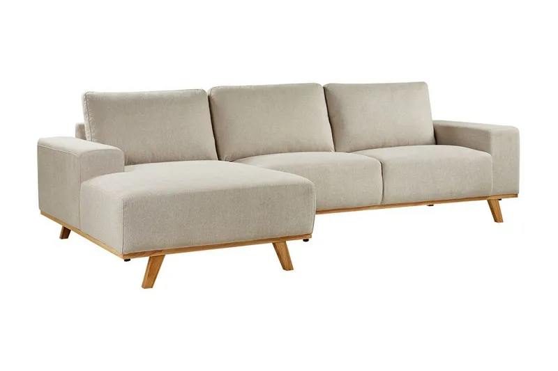 Gaines Hjørnesofa 3-personers - Beige/Lyst træ - Møbler - Sofaer - Hjørnesofa - Hjørnesofa med chaiselong