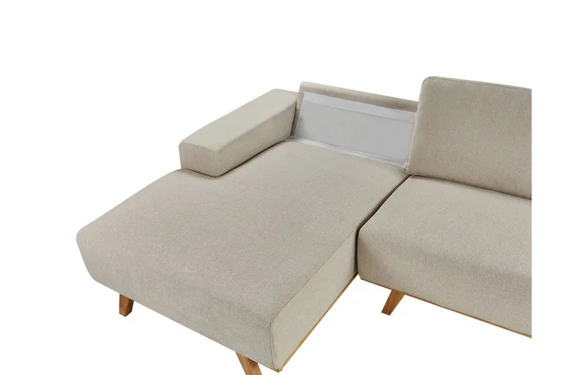 Gaines Hjørnesofa 3-personers - Beige/Lyst træ - Møbler - Sofaer - Hjørnesofa - Hjørnesofa med chaiselong