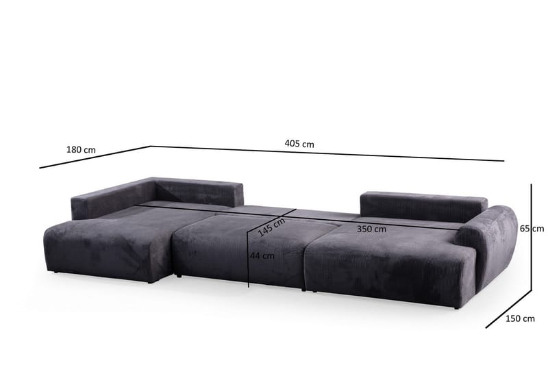 Gaudir 4-personers Sofa med Chaiselong - Antracit - Møbler - Sofaer - Sofa med chaiselong