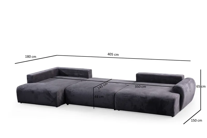 Gaudir 4-personers Sofa med Chaiselong - Antracit - Møbler - Sofaer - Sofa med chaiselong