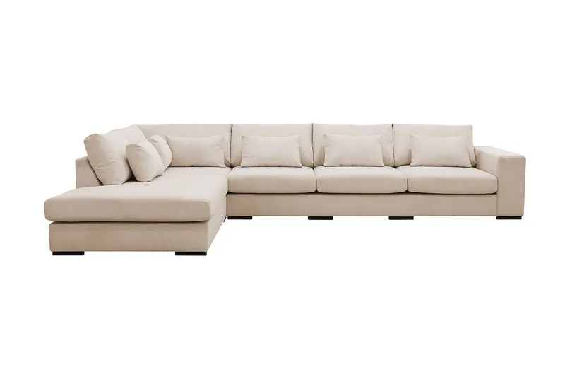 Grande 5-personers Sofa med Chaiselong Venstre, Beige Manchester