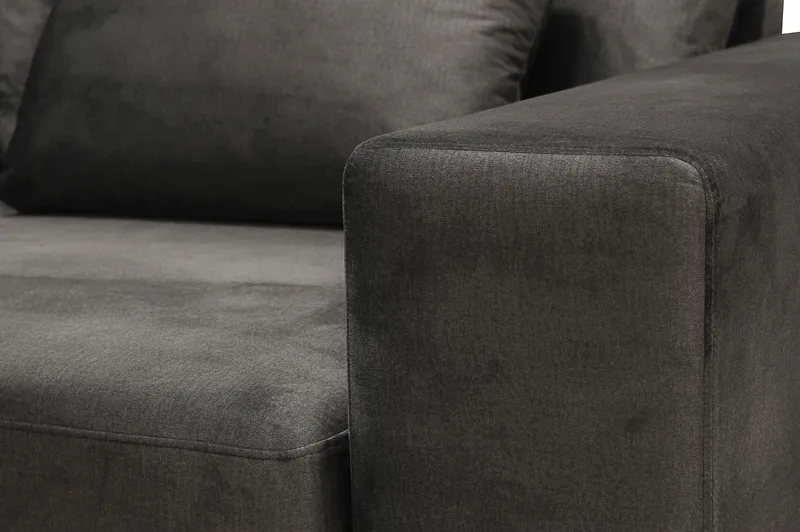 Grande 5-personers Sofa med Chaiselong Venstre - Mørkegrå Fløjl - Møbler - Sofaer - Sofa med chaiselong