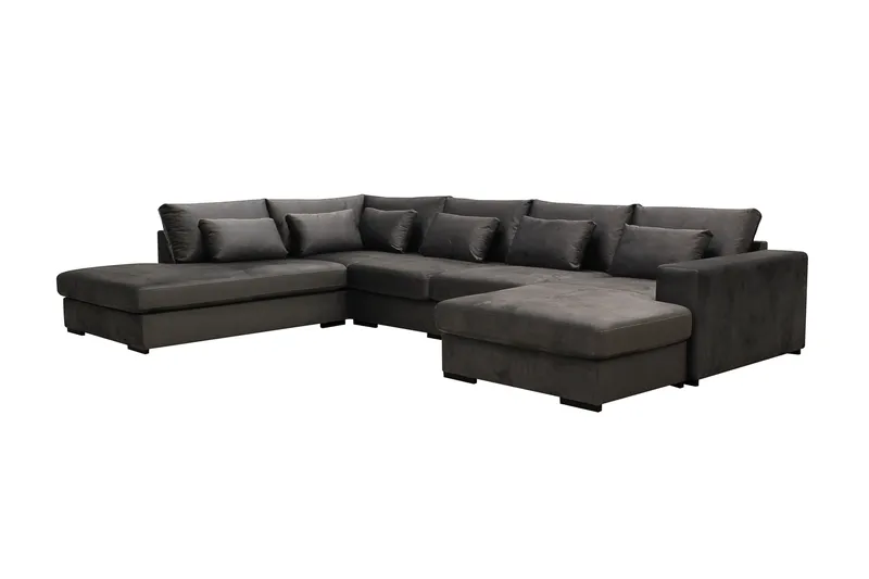 Grande 5-personers U-Sofa med Divan Højre - Mørkegrå Fløjl - Møbler - Sofaer - U Sofa