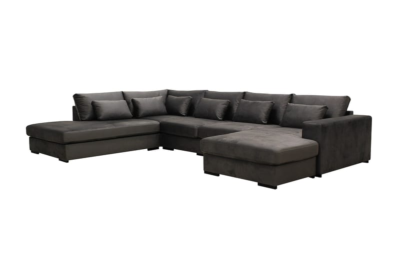 Grande 5-personers U-Sofa med Divan Højre - Mørkegrå Fløjl - Møbler - Sofaer - U Sofa