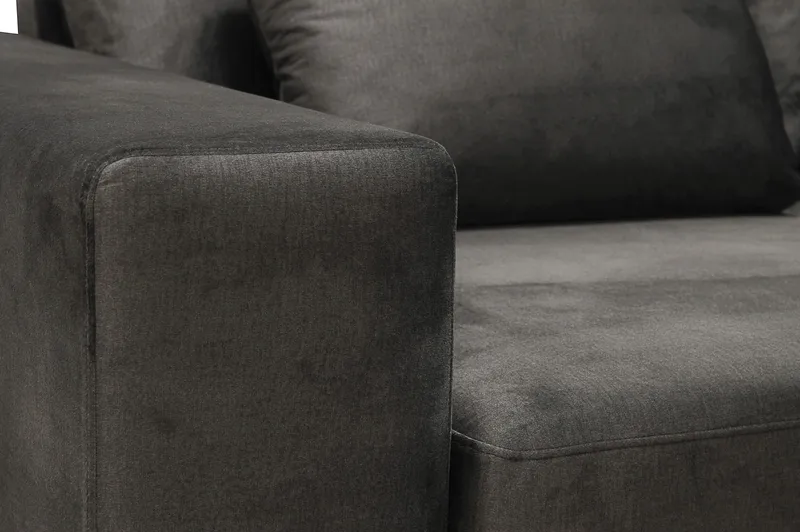 Grande 5-personers Sofa med Chaiselong Højre - Mørkegrå Fløjl - Møbler - Sofaer - Sofa med chaiselong