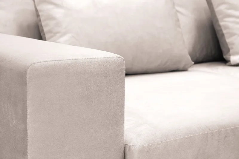 Grande 5-personers Sofa med Chaiselong Højre - Beige Fløjl - Møbler - Sofaer - Sofa med chaiselong