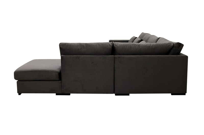Grande 5-personers Sofa med Chaiselong Højre - Mørkegrå Fløjl - Møbler - Sofaer - Sofa med chaiselong