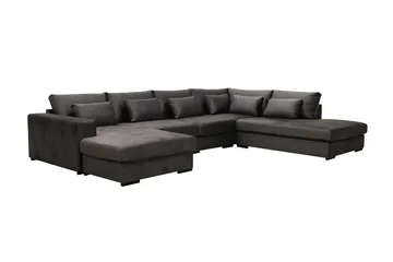 Grande 5-personers U-Sofa med Divan Venstre - Mørkegrå Fløjl - Møbler - Sofaer - U Sofa