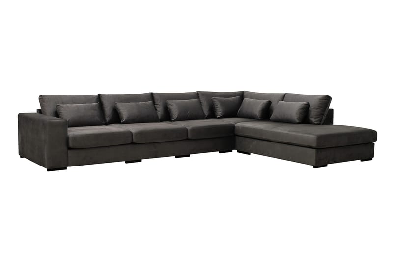 Grande 5-personers Sofa med Chaiselong Højre - Mørkegrå Fløjl - Møbler - Sofaer - Sofa med chaiselong