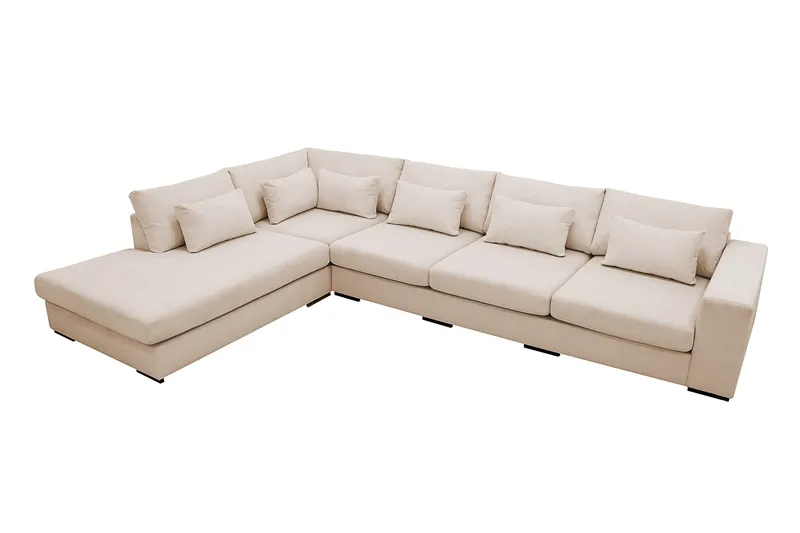Grande 5-personers Sofa med Chaiselong Venstre - Beige Manchester - Møbler - Sofaer - Sofa med chaiselong