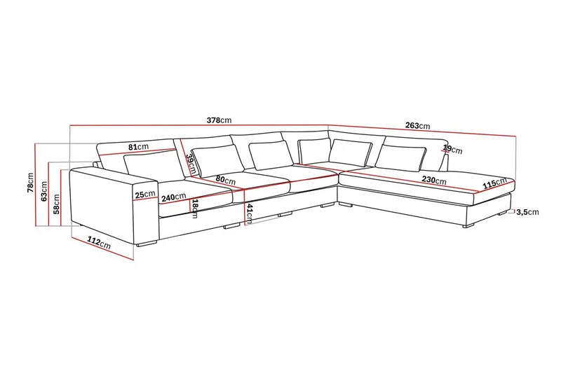 Grande 5-personers Sofa med Chaiselong Højre - Beige Stof - Møbler - Sofaer - Sofa med chaiselong