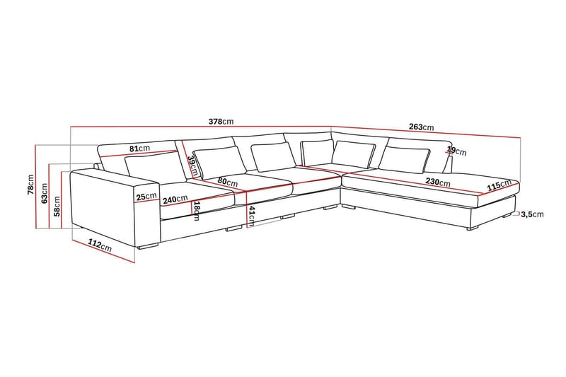 Grande 5-personers Sofa med Chaiselong Højre - Mørkegrå Fløjl - Møbler - Sofaer - Sofa med chaiselong