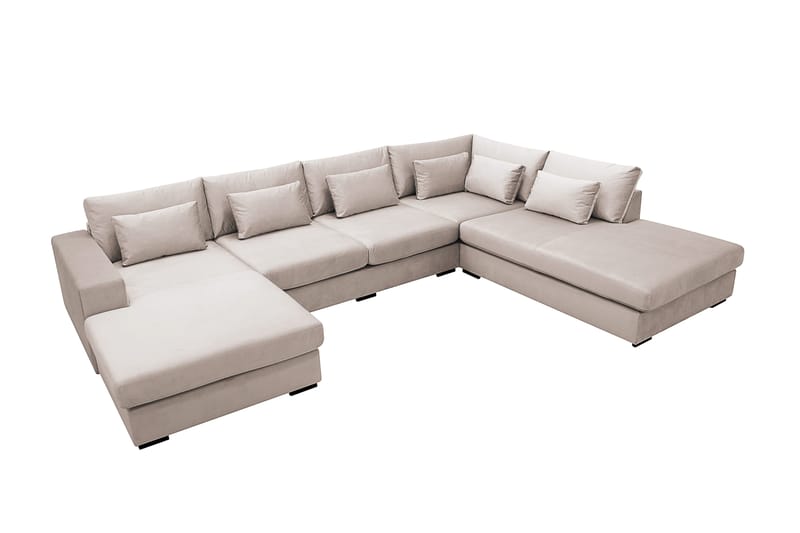 Grande 5-personers U-Sofa med Divan Venstre - Beige Fløjl - Møbler - Sofaer - U Sofa