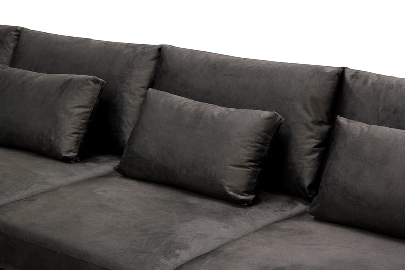 Grande 5-personers Sofa med Chaiselong Venstre - Mørkegrå Fløjl - Møbler - Sofaer - Sofa med chaiselong