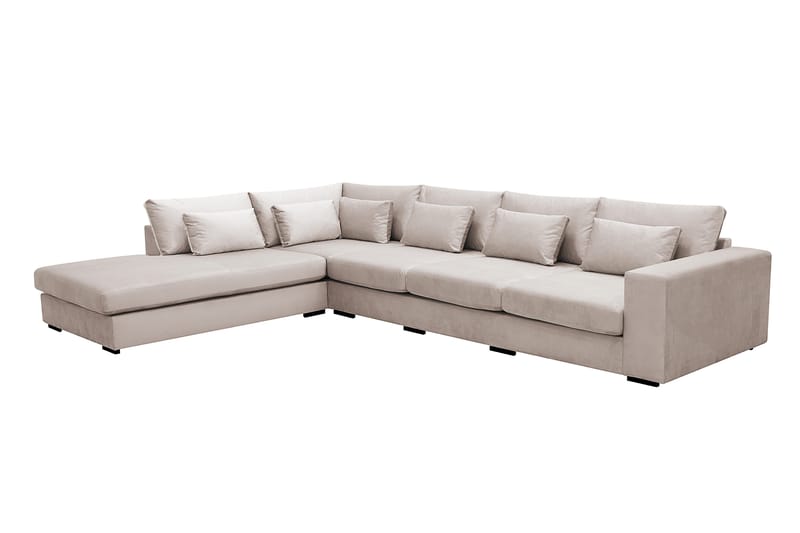 Grande 5-personers Sofa med Chaiselong Venstre - Beige Fløjl - Møbler - Sofaer - Sofa med chaiselong