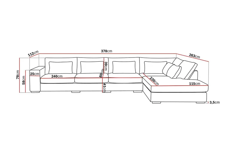 Grande 5-personers Sofa med Chaiselong Højre - Beige Stof - Møbler - Sofaer - Sofa med chaiselong