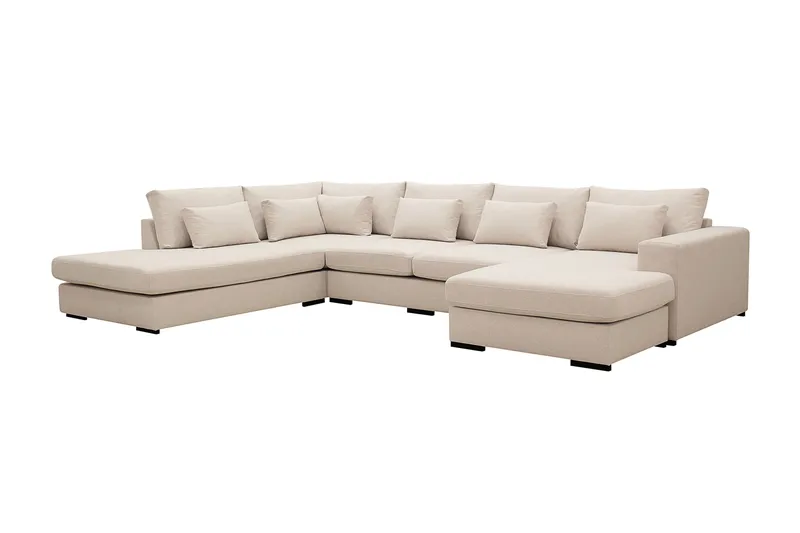 Grande 5-personers U-Sofa med Divan Højre - Beige Stof - Møbler - Sofaer - U Sofa