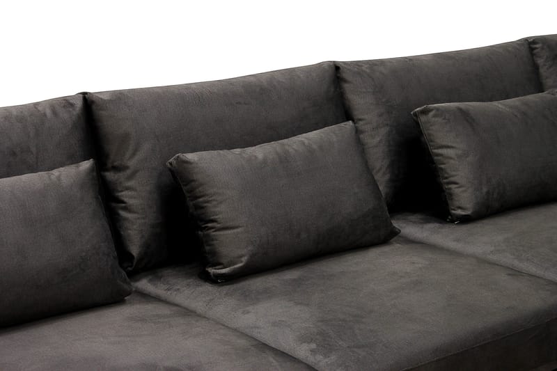 Grande 5-personers Sofa med Chaiselong Højre - Mørkegrå Fløjl - Møbler - Sofaer - Sofa med chaiselong