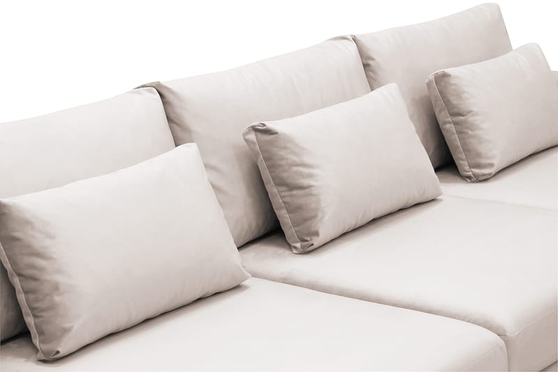 Grande 5-personers Sofa med Chaiselong Venstre - Beige Fløjl - Møbler - Sofaer - Sofa med chaiselong