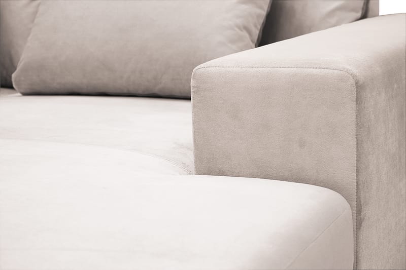 Grande 5-personers U-Sofa med Divan Højre - Beige Fløjl - Møbler - Sofaer - U Sofa
