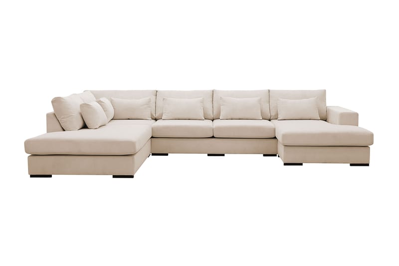 Grande 5-personers U-Sofa med Divan Højre, Beige Manchester