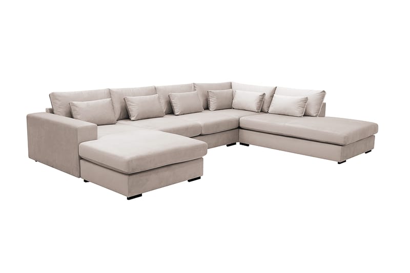 Grande 5-personers U-Sofa med Divan Venstre - Beige Fløjl - Møbler - Sofaer - U Sofa