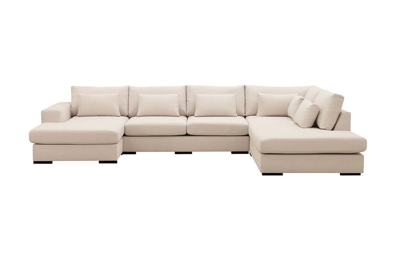 Grande 5-personers U-Sofa med Divan Venstre, Beige Stof
