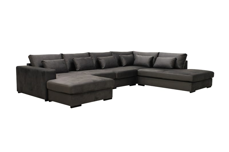 Grande 5-personers U-Sofa med Divan Venstre - Mørkegrå Fløjl - Møbler - Sofaer - U Sofa