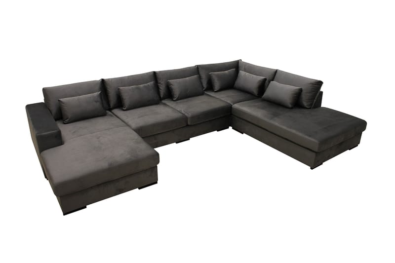 Grande 5-personers U-Sofa med Divan Venstre - Mørkegrå Fløjl - Møbler - Sofaer - U Sofa