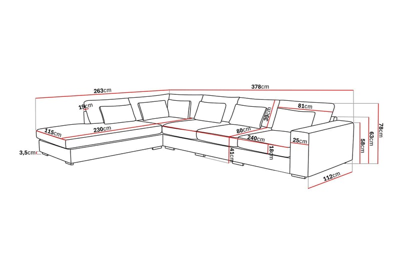 Grande 5-personers Sofa med Chaiselong Venstre - Beige Manchester - Møbler - Sofaer - Sofa med chaiselong