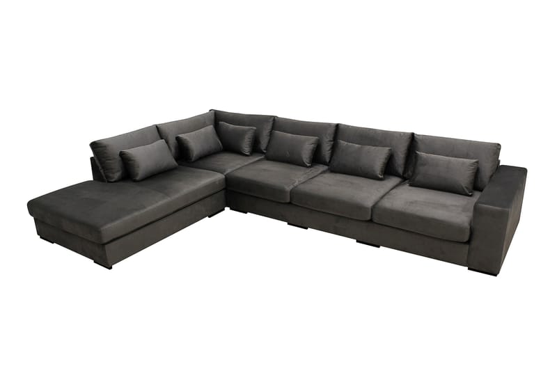 Grande 5-personers Sofa med Chaiselong Venstre - Mørkegrå Fløjl - Møbler - Sofaer - Sofa med chaiselong